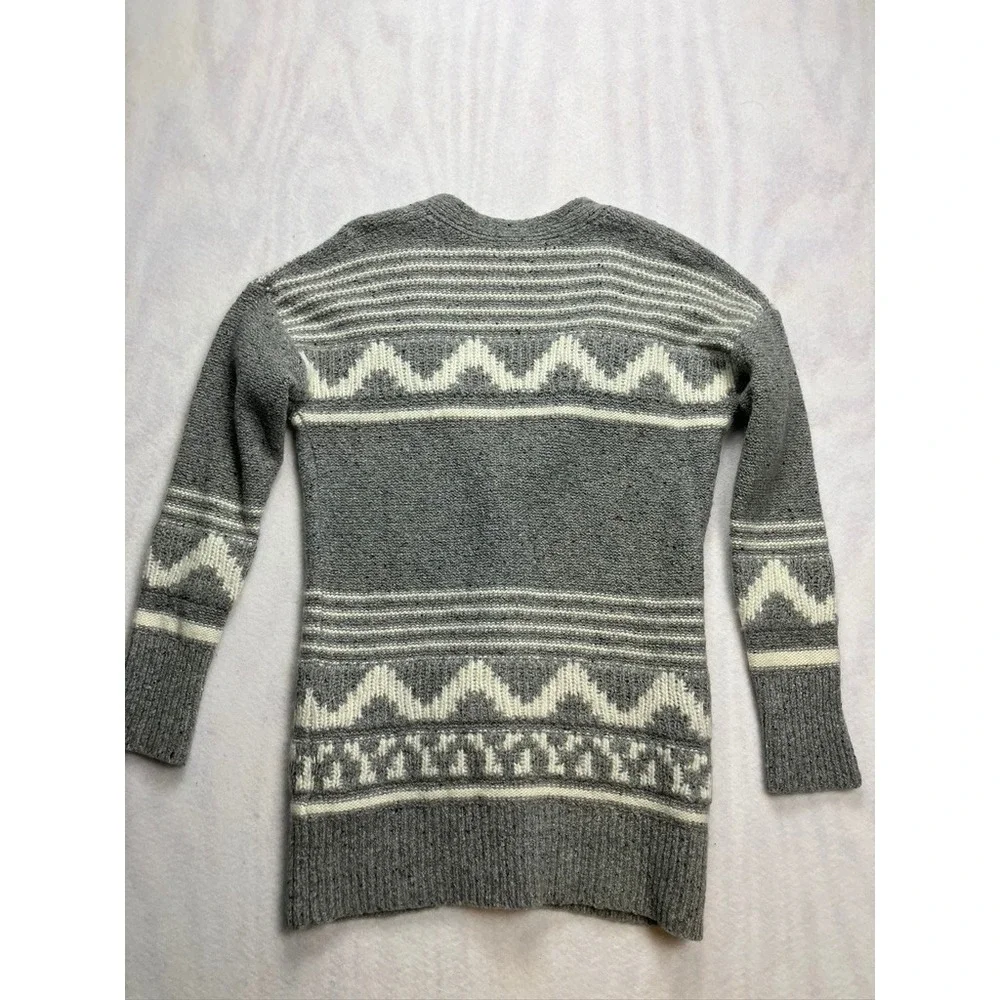 Banana Republic Womens Gray Aztec Fair‎ Isle Knit Cardigan Sweater Size Medium